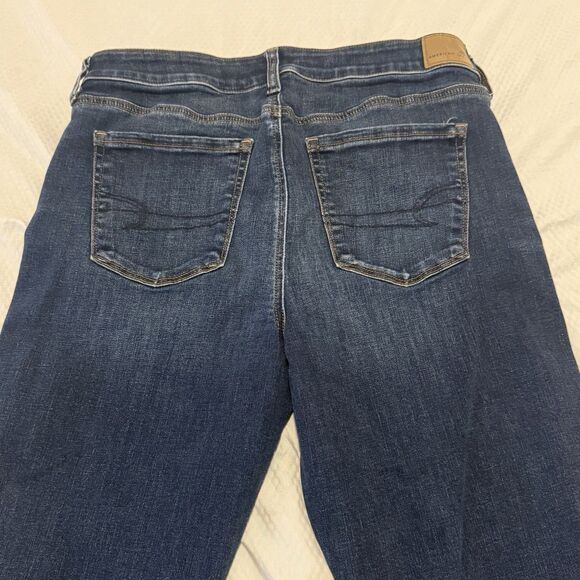 American Eagle High Rise Skinny Kick Flare Jeans Blue Sz 14R Next Level Stretch - Picture 4 of 8